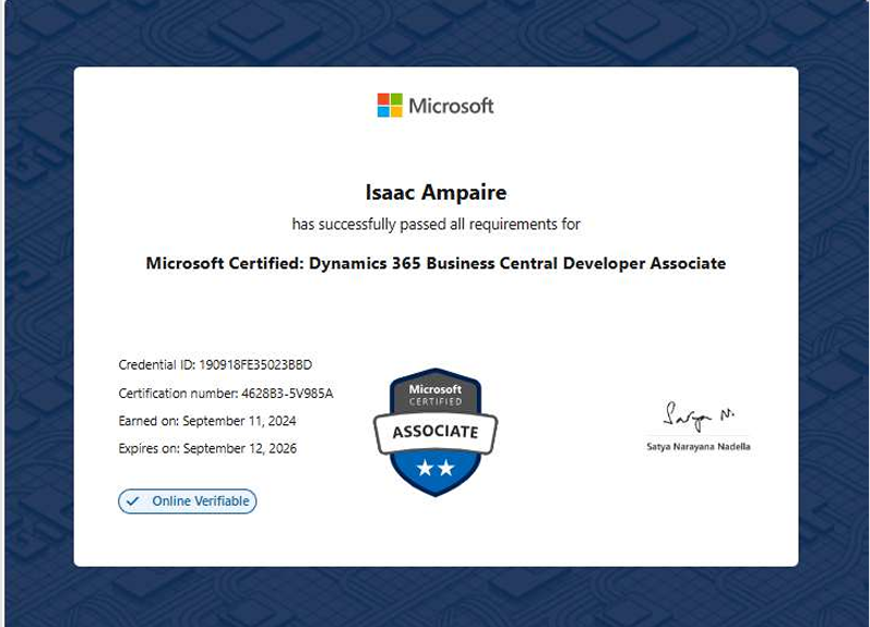 Awarded Microsoft Certification – Business Central